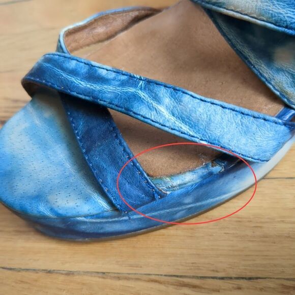 Vintage y2k Jeffrey Campbell Sandals Wedge Blue Tie Dye Leather Size 8.5 - Picture 5 of 11